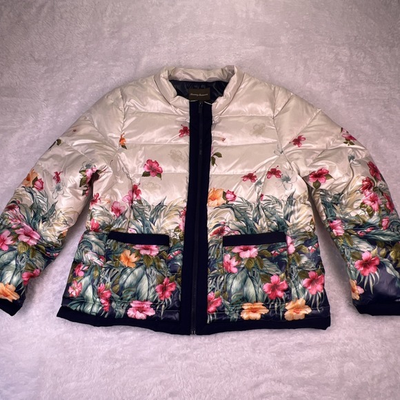Tommy Bahama Women's XL Beachy Blossoms Puffer Jacket Duck Down - Picture 1 of 12